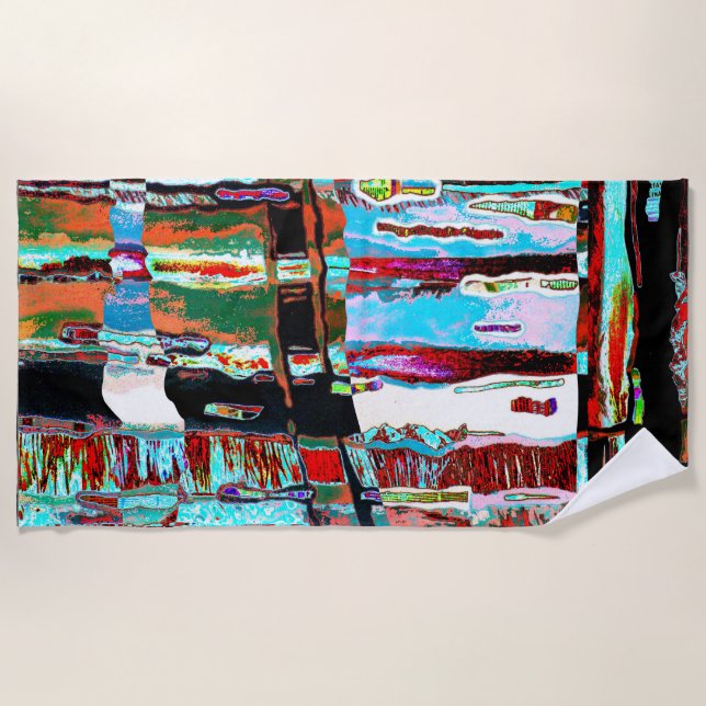 Toalha de Praia – Colapso Reflexão Design Abstrato (Frente)