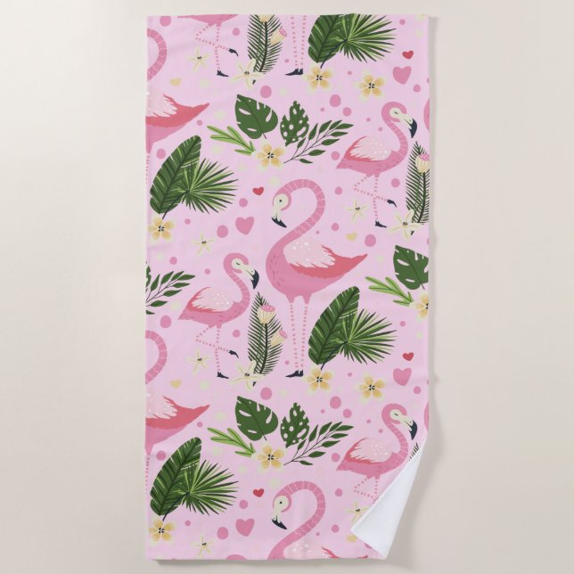 Toalha De Praia Coleção de Verão Flamingo Um Design 8 (Frente)