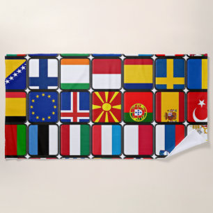 Toalha De Praia Coleção internacional de bandeira, pavilhões mu