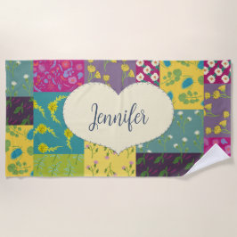 Toalha De Praia Coleta de Correções Boho e Forma Cardíaca Personal