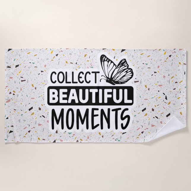 Toalha De Praia Coletar Bons Momentos - Butterfl Inspiracional (Frente)