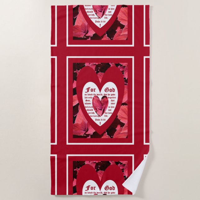 Toalha De Praia Coleus Close-up with John 3:16 (Frente)