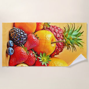 Toalha De Praia Colheita Fresca: Design de Colheita de Frutas Vibr