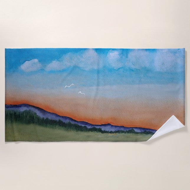 Toalha De Praia Colinas Sunset Graciosas (Frente)