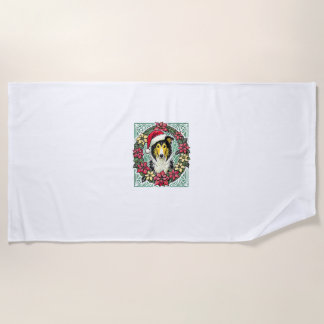 Toalha De Praia Collie Dog Ilustração Yule Collies 3