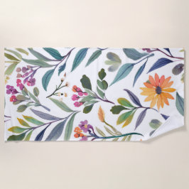 Toalha De Praia Colorful Wildflowers | Beautiful Floral Watercolor