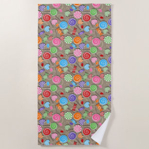 Toalha De Praia Colorida Candy & Lollipops Beach Towel