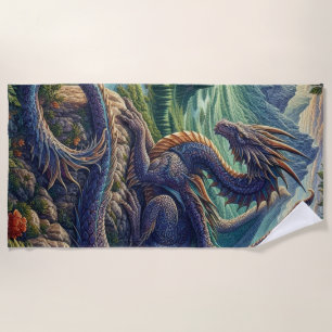 Toalha De Praia Colorida, castelo Dragão Medieval