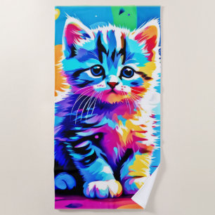 Toalha De Praia Colorida Kitten Design
