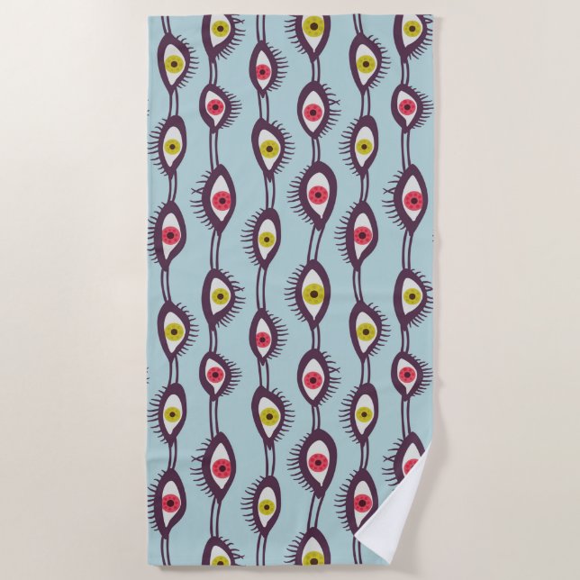 Toalha De Praia Colorida Trippy Eyes Psicodélicos HIppie (Frente)