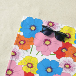 Toalha De Praia Colorido Padrão Floral de Arte Doodle Piscina ou