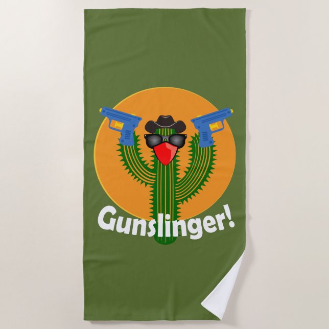 Toalha de Praia com Design de Cacto Gunsliger (Frente)