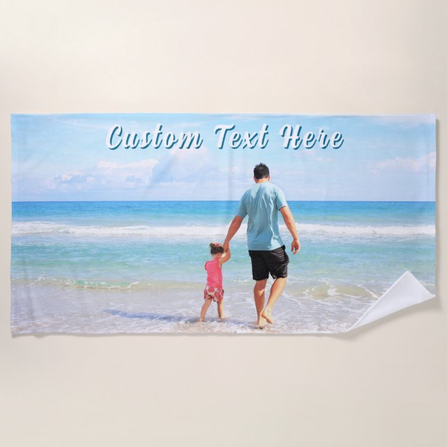 Toalha de Praia com Foto Personalizada e Texto (Frente)