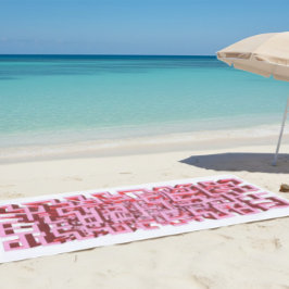 Toalha de Praia com Labirinto Rosa 3D Moderna