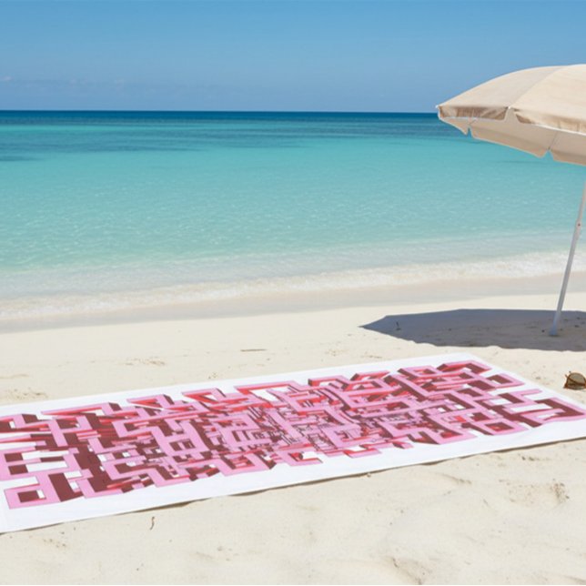 Toalha de Praia com Labirinto Rosa 3D Moderna (Criador carregado)