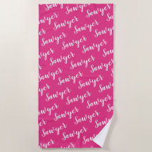 Toalha de Praia com Nome Personalizado em Caligraf