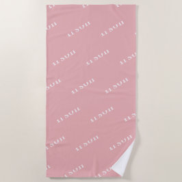 Toalha de Praia com Nome Repetido Simples Rosa Beg