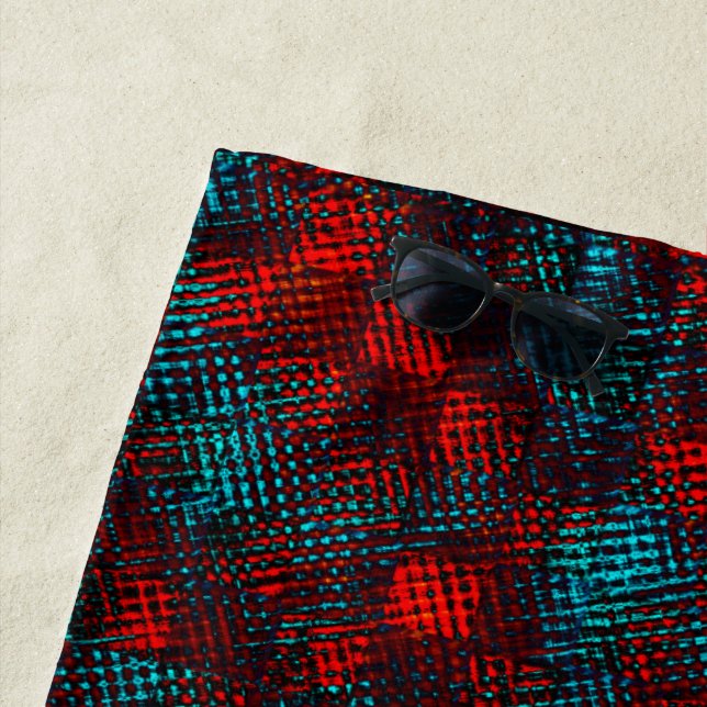 Toalha De Praia Com revestimento quadrado riscado vermelho e azul  (In Situ)