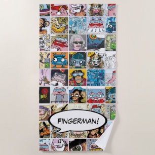 Toalha De Praia Comic Characters Grid Patterno de Fala Nome do Bal
