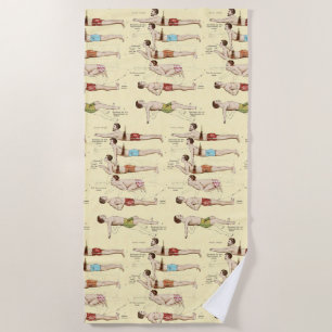 Toalha De Praia Como nadar nadadores do francês do vintage