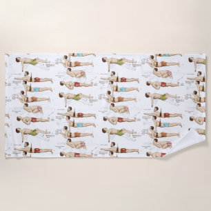 Toalha De Praia Como nadar nadadores do francês do vintage