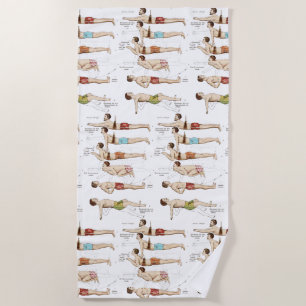 Toalha De Praia Como nadar nadadores do francês do vintage