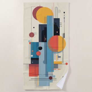 Toalha De Praia Composição Moderna de Arte Abstrata Geométrica