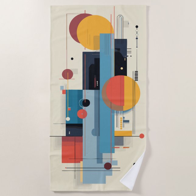 Toalha De Praia Composição Moderna de Arte Abstrata Geométrica (Frente)