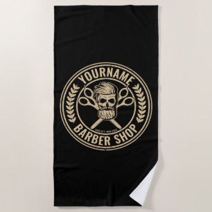 Toalha De Praia Compro de Barber Personalizado Skull Rockabilly Sa