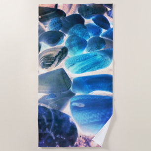 Toalha De Praia Concha de ostras marítimas, cores mudadas de azul