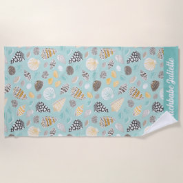Toalha De Praia Conchas com padrão Elegante na menta