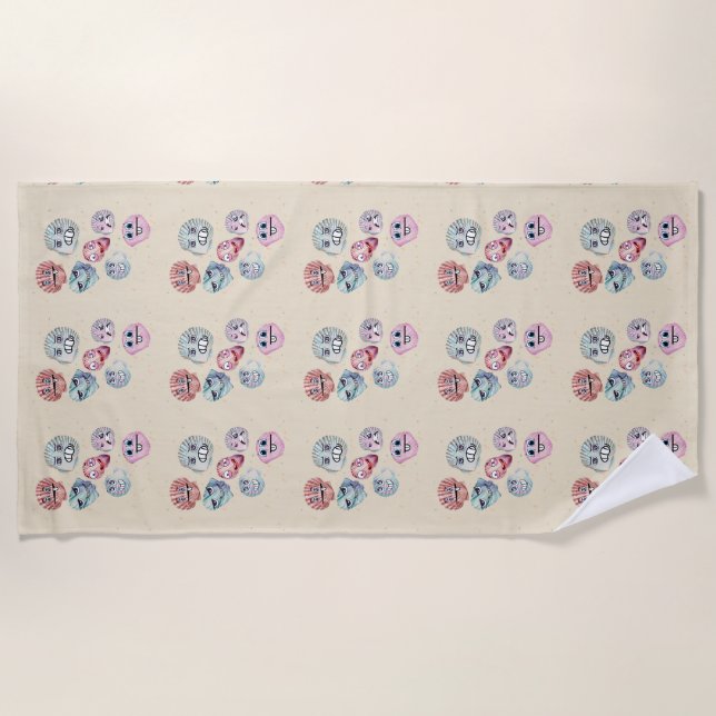 Toalha De Praia conchas oceânicas (Frente)