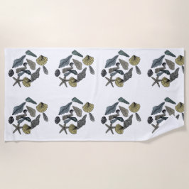 Toalha De Praia Conchas tropicais em uma praia