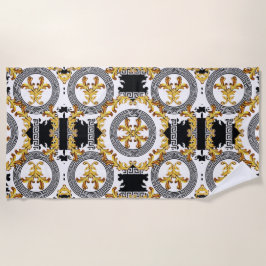 Toalha De Praia Condecoração grega Dourada negra