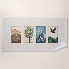 Toalha De Praia Conjunto Mínimo da Natureza – Arte de Montanha e Á