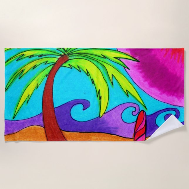 Toalha De Praia Conselho do surf na areia (Frente)