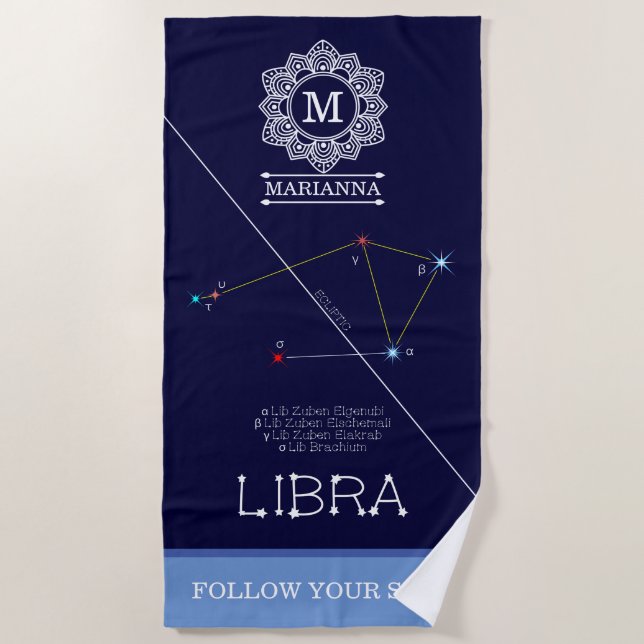 Toalha De Praia Constelação Zodiac Libra (Frente)