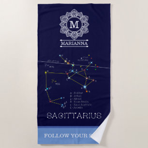 Toalha De Praia Constelação Zodiac Sagittarius
