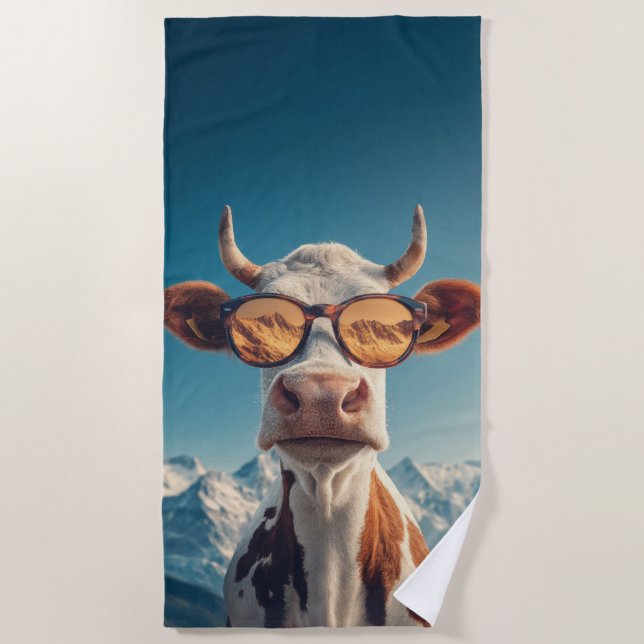 Toalha De Praia Cool Cow Alps Design (Frente)
