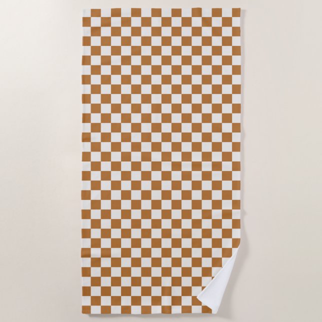 Toalha De Praia Copper and eggshell checkerboard pattern (Frente)