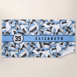 Toalha De Praia Cor da seleção de garotas de voleibol preto-claro