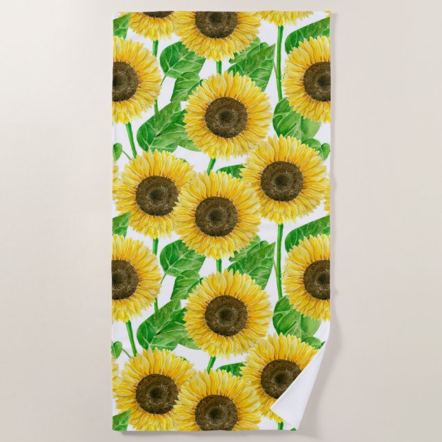 Toalha De Praia Cor d'água do Sunflower (Frente)