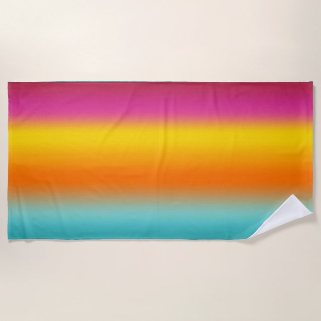 Toalha De Praia Cor rosa, amarela, laranja, gradiente de lacrimejo (Frente)
