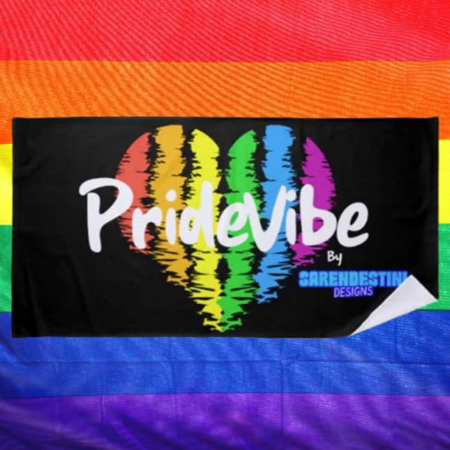 Toalha de Praia Coração Arco-Íris PrideVibe: Ousad (Criador carregado)