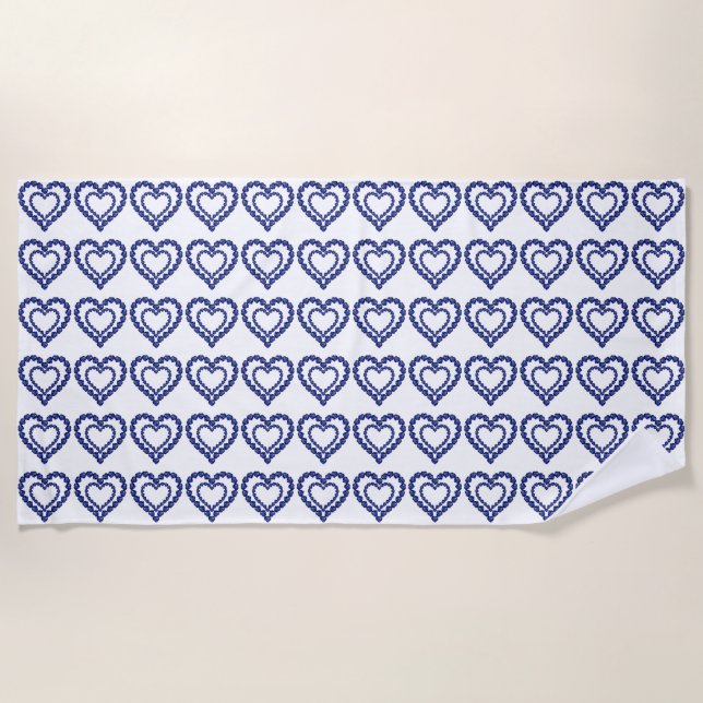Toalha De Praia Coração Azul Sapphire (Frente)