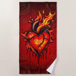 Toalha De Praia Coração inflamável.