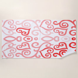 Toalha De Praia Coração Vermelho e Rosa