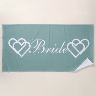 Toalha De Praia Corações Brancos de Teal Casado Bride