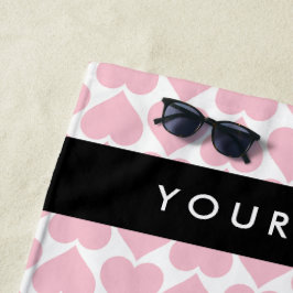 Toalha De Praia Corações Rosa, Romântico, Seu Nome, Personalizar