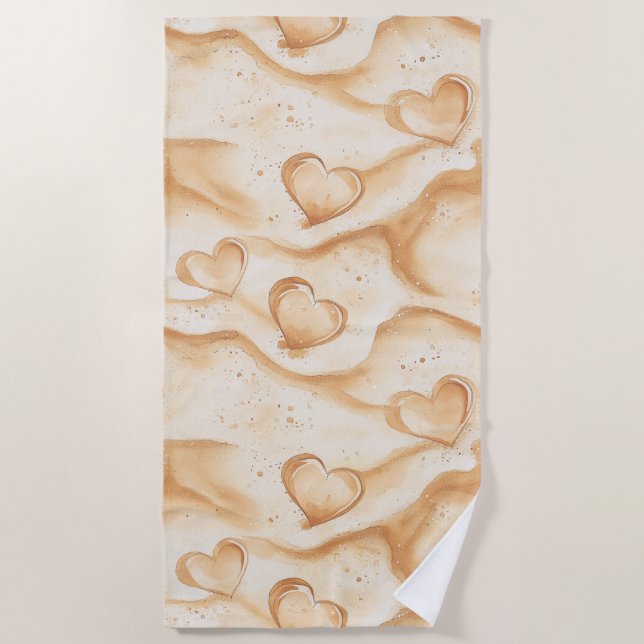 Toalha De Praia Corações Tropicais na Praia de Areia   (Frente)